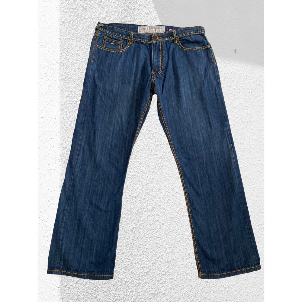 Akoo Dark Wash Jeans,‎ Straight Leg,Embroidered Pockets,  Size 40/32